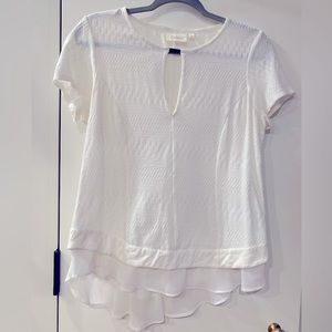 Anthropologie Deletta White Ruffle Bottom Top Small